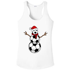 Funny Christmas Soccer Balls Santa Snowman Ladies PosiCharge Competitor Racerback Tank