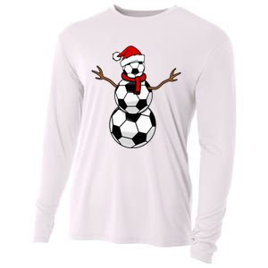 Funny Christmas Soccer Balls Santa Snowman Cooling Performance Long Sleeve Crew