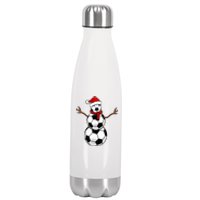 Funny Christmas Soccer Balls Santa Snowman Stainless Steel Insulated Water Bottle