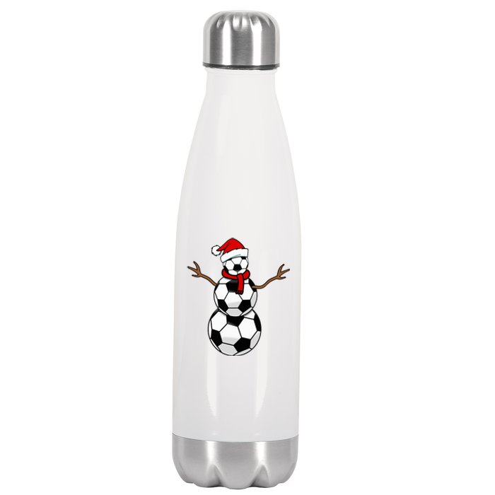 Funny Christmas Soccer Balls Santa Snowman Stainless Steel Insulated Water Bottle