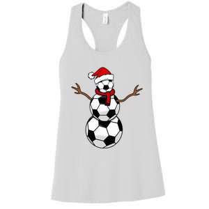 Funny Christmas Soccer Balls Santa Snowman Women's Racerback Tank