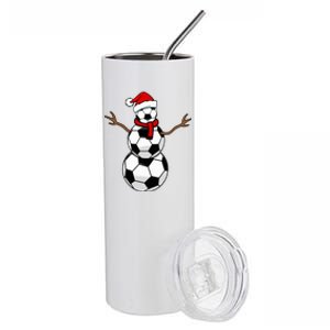 Funny Christmas Soccer Balls Santa Snowman Stainless Steel Tumbler