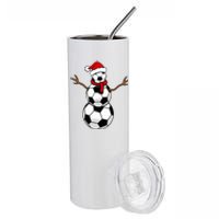 Funny Christmas Soccer Balls Santa Snowman Stainless Steel Tumbler