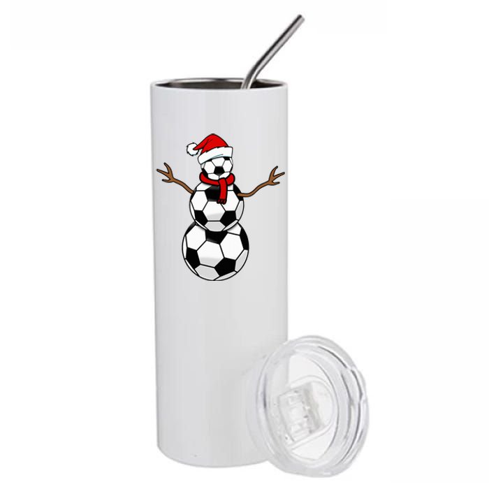 Funny Christmas Soccer Balls Santa Snowman Stainless Steel Tumbler