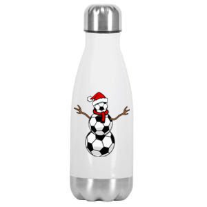 Funny Christmas Soccer Balls Santa Snowman Stainless Steel Insulated Water Bottle