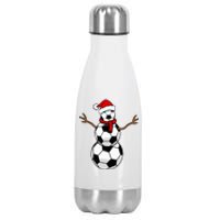 Funny Christmas Soccer Balls Santa Snowman Stainless Steel Insulated Water Bottle