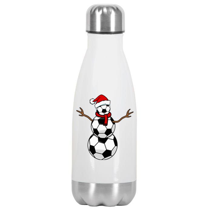 Funny Christmas Soccer Balls Santa Snowman Stainless Steel Insulated Water Bottle