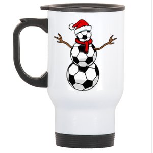 Funny Christmas Soccer Balls Santa Snowman Stainless Steel Travel Mug