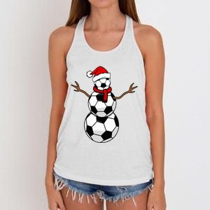 Funny Christmas Soccer Balls Santa Snowman Women's Knotted Racerback Tank