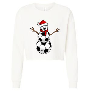 Funny Christmas Soccer Balls Santa Snowman Cropped Pullover Crew