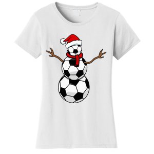 Funny Christmas Soccer Balls Santa Snowman Women's T-Shirt