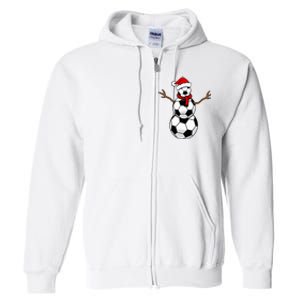 Funny Christmas Soccer Balls Santa Snowman Full Zip Hoodie