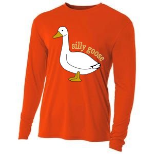 Funny Cute Silly Goose Trendy Clothing Cooling Performance Long Sleeve Crew