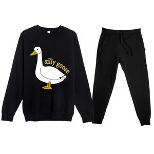 Funny Cute Silly Goose Trendy Clothing Premium Crewneck Sweatsuit Set