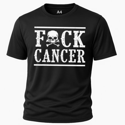 Fuck Cancer Skull and Crossbones Skeleton Breast Cancer Performance Shirt