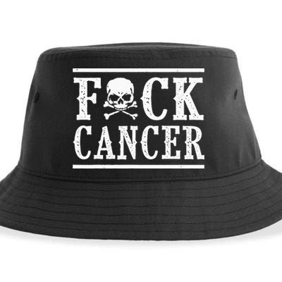 Fuck Cancer Skull and Crossbones Skeleton Breast Cancer Sustainable Bucket Hat