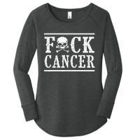 Fuck Cancer Skull and Crossbones Skeleton Breast Cancer Women's Perfect Tri Tunic Long Sleeve Shirt