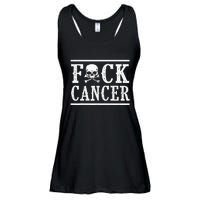 Fuck Cancer Skull and Crossbones Skeleton Breast Cancer Ladies Essential Flowy Tank