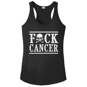 Fuck Cancer Skull and Crossbones Skeleton Breast Cancer Ladies PosiCharge Competitor Racerback Tank