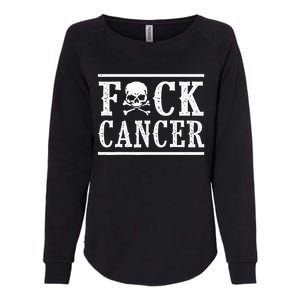 Fuck Cancer Skull and Crossbones Skeleton Breast Cancer Womens California Wash Sweatshirt