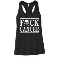 Fuck Cancer Skull and Crossbones Skeleton Breast Cancer Women's Racerback Tank