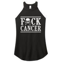 Fuck Cancer Skull and Crossbones Skeleton Breast Cancer Women's Perfect Tri Rocker Tank