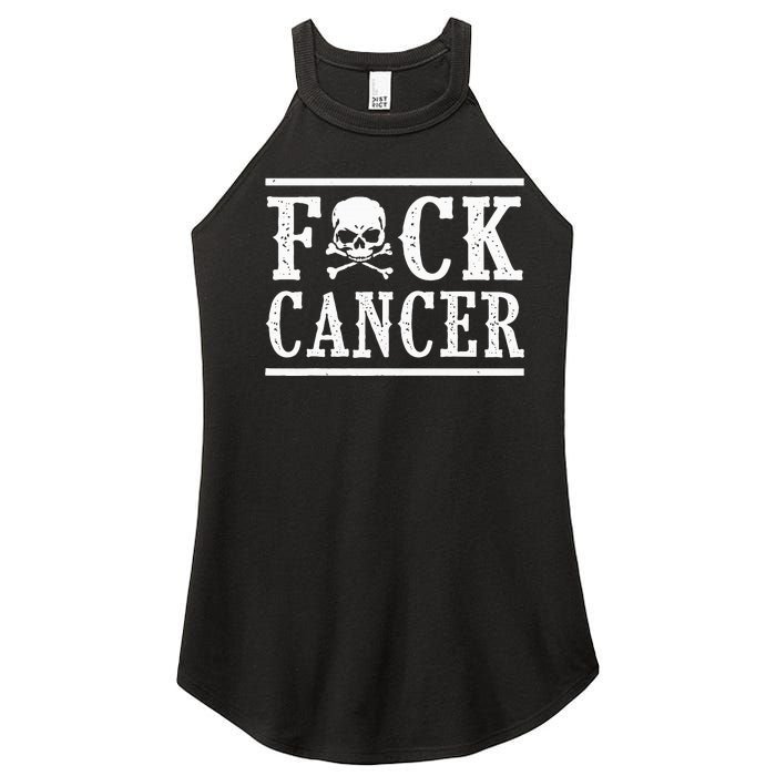 Fuck Cancer Skull and Crossbones Skeleton Breast Cancer Women's Perfect Tri Rocker Tank