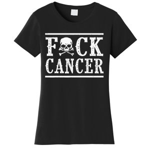 Fuck Cancer Skull and Crossbones Skeleton Breast Cancer Women's T-Shirt