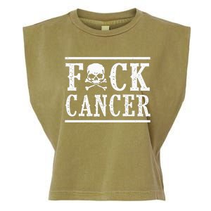 Fuck Cancer Skull and Crossbones Skeleton Breast Cancer Garment-Dyed Women's Muscle Tee