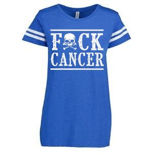 Fuck Cancer Skull and Crossbones Skeleton Breast Cancer Enza Ladies Jersey Football T-Shirt