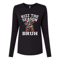 Funny Christmas Santa Xmas Rizz The Season Bruh Womens Cotton Relaxed Long Sleeve T-Shirt