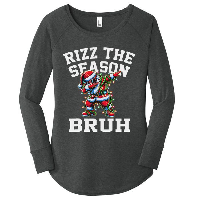 Funny Christmas Santa Xmas Rizz The Season Bruh Women's Perfect Tri Tunic Long Sleeve Shirt