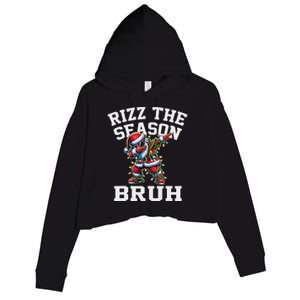 Funny Christmas Santa Xmas Rizz The Season Bruh Crop Fleece Hoodie