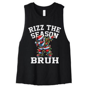 Funny Christmas Santa Xmas Rizz The Season Bruh Women's Racerback Cropped Tank