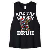 Funny Christmas Santa Xmas Rizz The Season Bruh Women's Racerback Cropped Tank