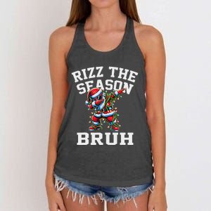 Funny Christmas Santa Xmas Rizz The Season Bruh Women's Knotted Racerback Tank