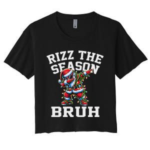 Funny Christmas Santa Xmas Rizz The Season Bruh Women's Crop Top Tee