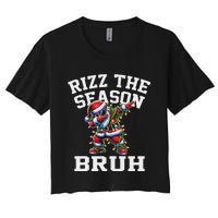 Funny Christmas Santa Xmas Rizz The Season Bruh Women's Crop Top Tee