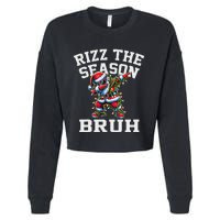 Funny Christmas Santa Xmas Rizz The Season Bruh Cropped Pullover Crew