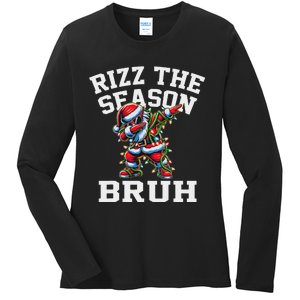 Funny Christmas Santa Xmas Rizz The Season Bruh Ladies Long Sleeve Shirt