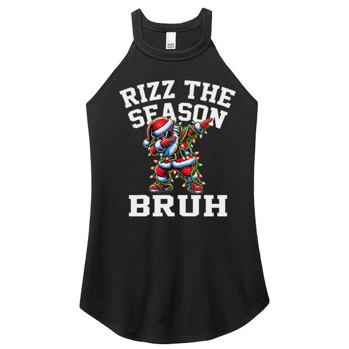 Funny Christmas Santa Xmas Rizz The Season Bruh Women's Perfect Tri Rocker Tank