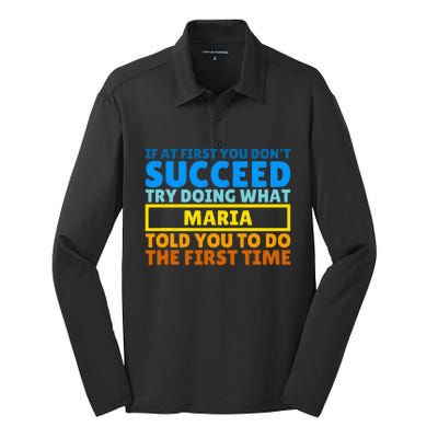 Funny Customized Saying For Maria Silk Touch Performance Long Sleeve Polo