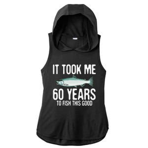 Funny Chinook Salmon Fishing 60th Birthday 60 Years To Fish Ladies PosiCharge Tri-Blend Wicking Draft Hoodie Tank