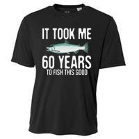 Funny Chinook Salmon Fishing 60th Birthday 60 Years To Fish Cooling Performance Crew T-Shirt