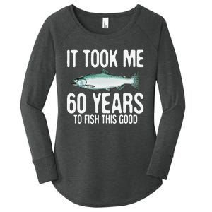 Funny Chinook Salmon Fishing 60th Birthday 60 Years To Fish Women's Perfect Tri Tunic Long Sleeve Shirt