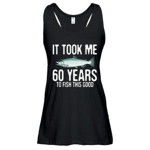 Funny Chinook Salmon Fishing 60th Birthday 60 Years To Fish Ladies Essential Flowy Tank