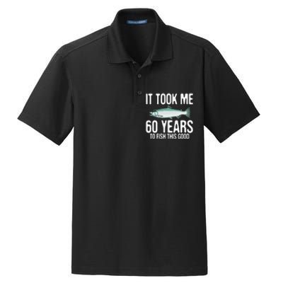 Funny Chinook Salmon Fishing 60th Birthday 60 Years To Fish Dry Zone Grid Polo