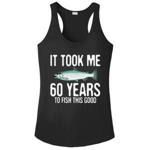 Funny Chinook Salmon Fishing 60th Birthday 60 Years To Fish Ladies PosiCharge Competitor Racerback Tank