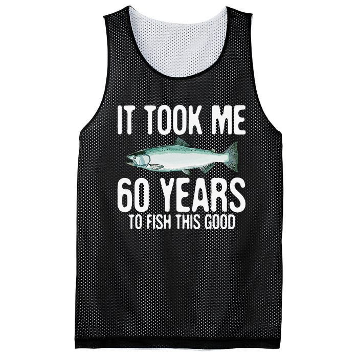 Funny Chinook Salmon Fishing 60th Birthday 60 Years To Fish Mesh Reversible Basketball Jersey Tank