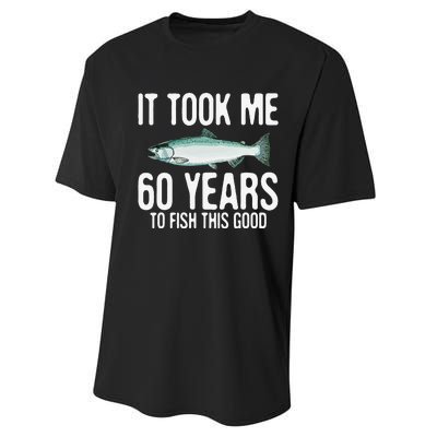 Funny Chinook Salmon Fishing 60th Birthday 60 Years To Fish Performance Sprint T-Shirt